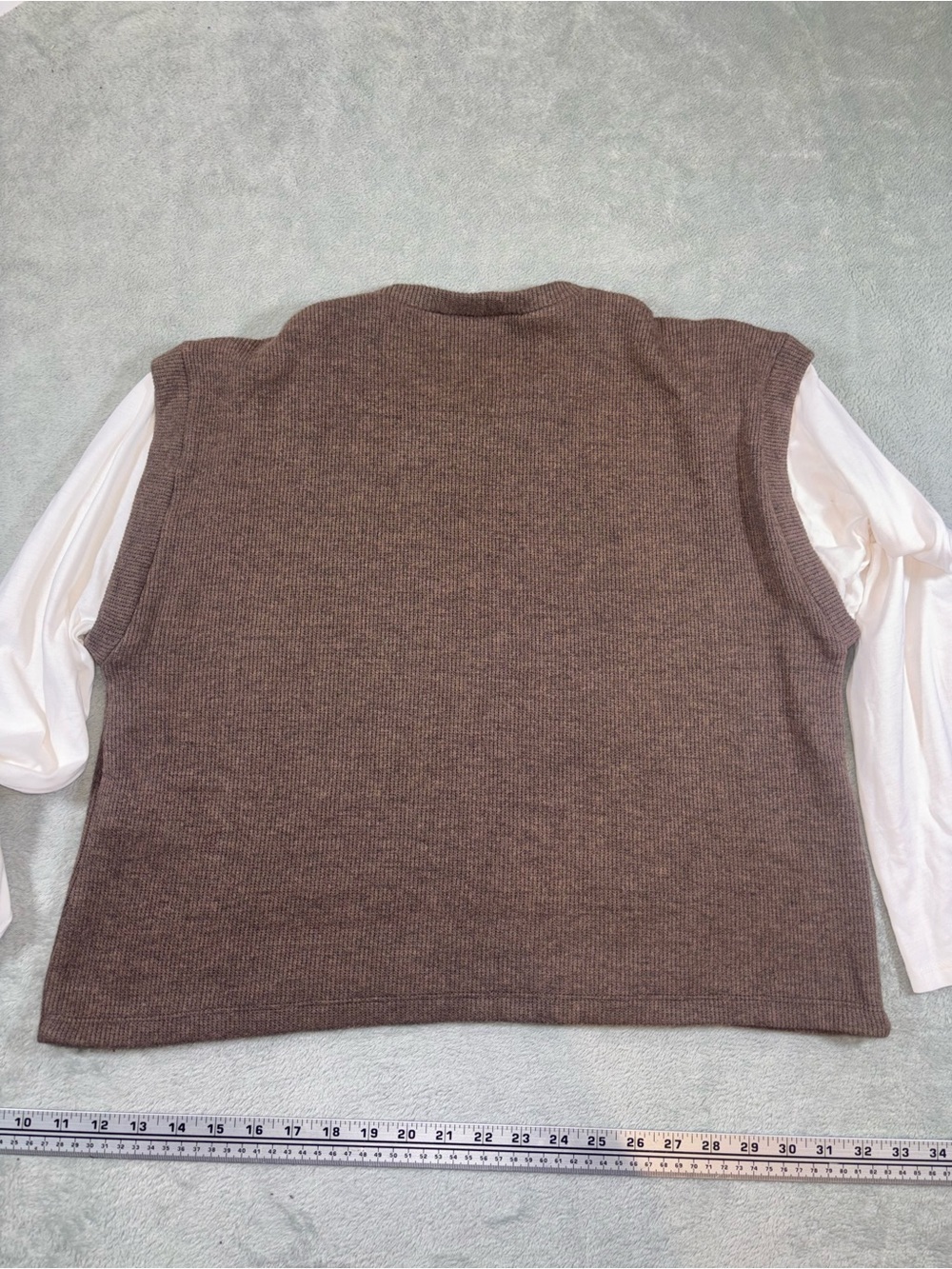 Zara 2-in-1 Combo Knit Sweater Vest Top Brown White Medium - Picture 5 of 6